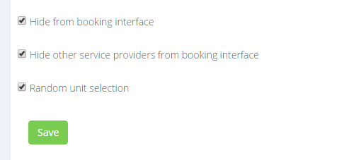 Check the boxes and set providers as hidden to simplify booking process for classes.